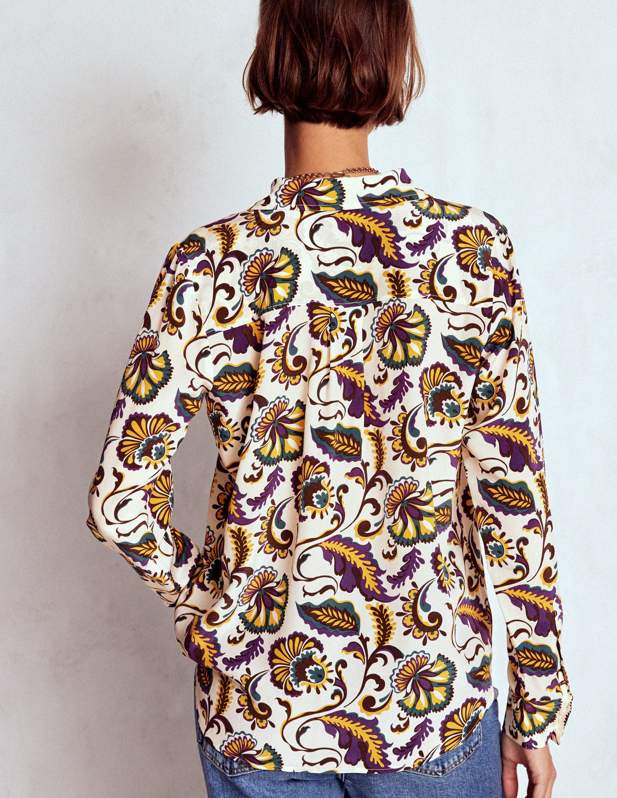 Sienna Silk Shirt-Multi, Ornate Meadow - Image 3