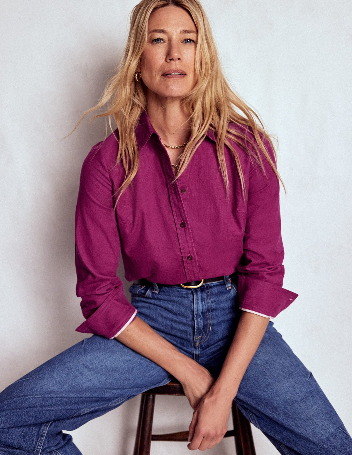 Sienna Cordhemd-Sattes Magenta-1