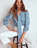 Schluppenbluse aus Denim-Hell Authentisch