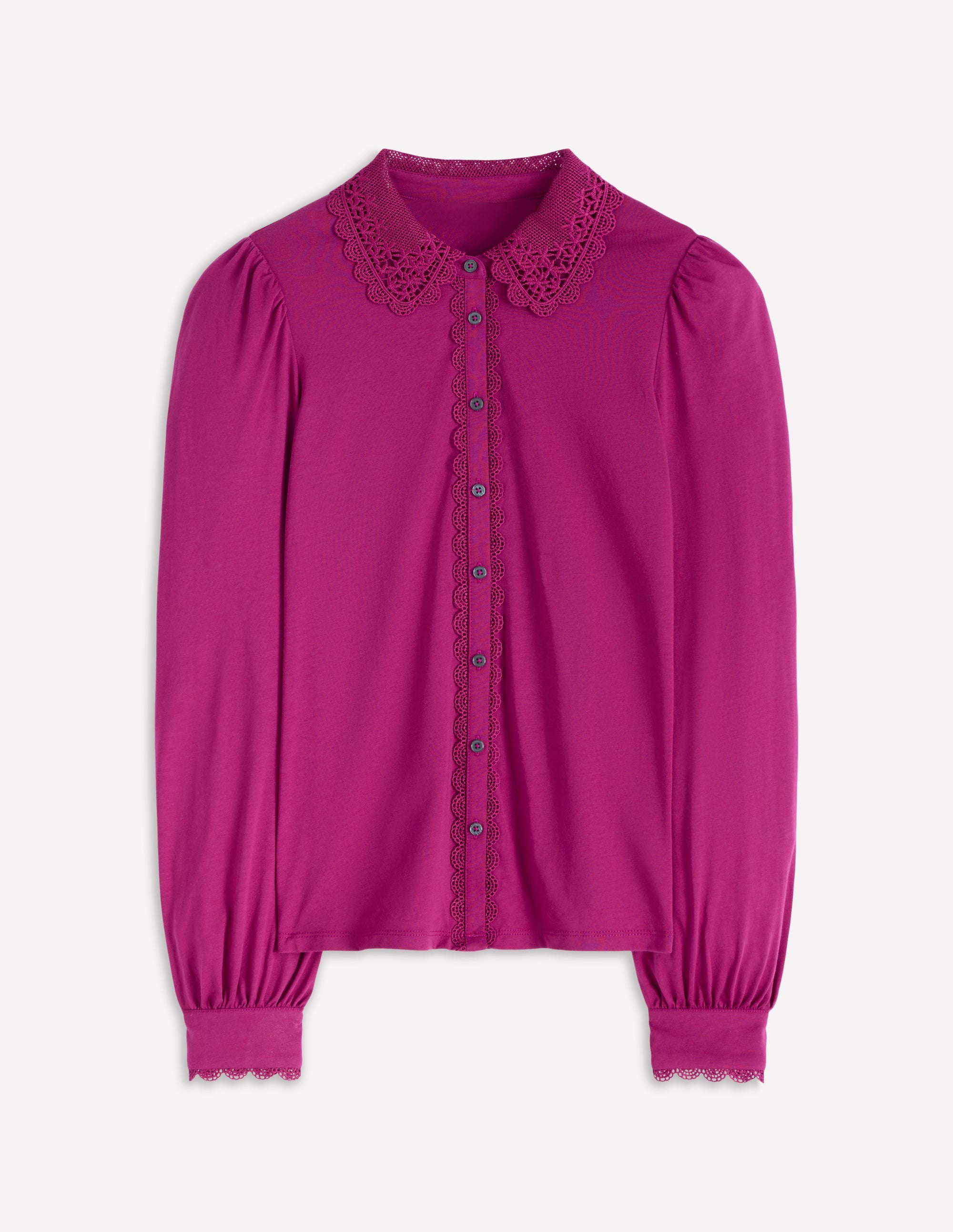 Lace Collar Blouse-Rich Magenta - Image 5
