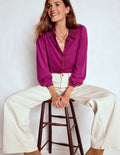 Lace Collar Blouse-Rich Magenta