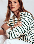 Sweatshirt mit Knopfdetail-Dunkles Smaragdgrün, Naturweiß
