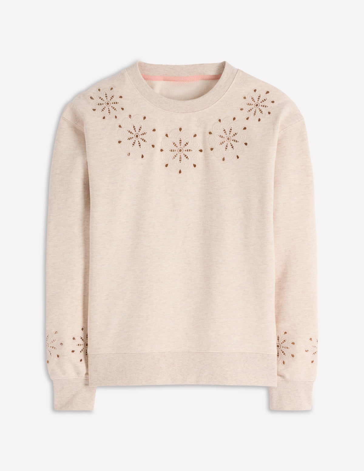 Emi Sweatshirt mit Cutwork-Design-Beige Meliert - Image 5