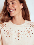 Emi Sweatshirt mit Cutwork-Design-Beige Meliert