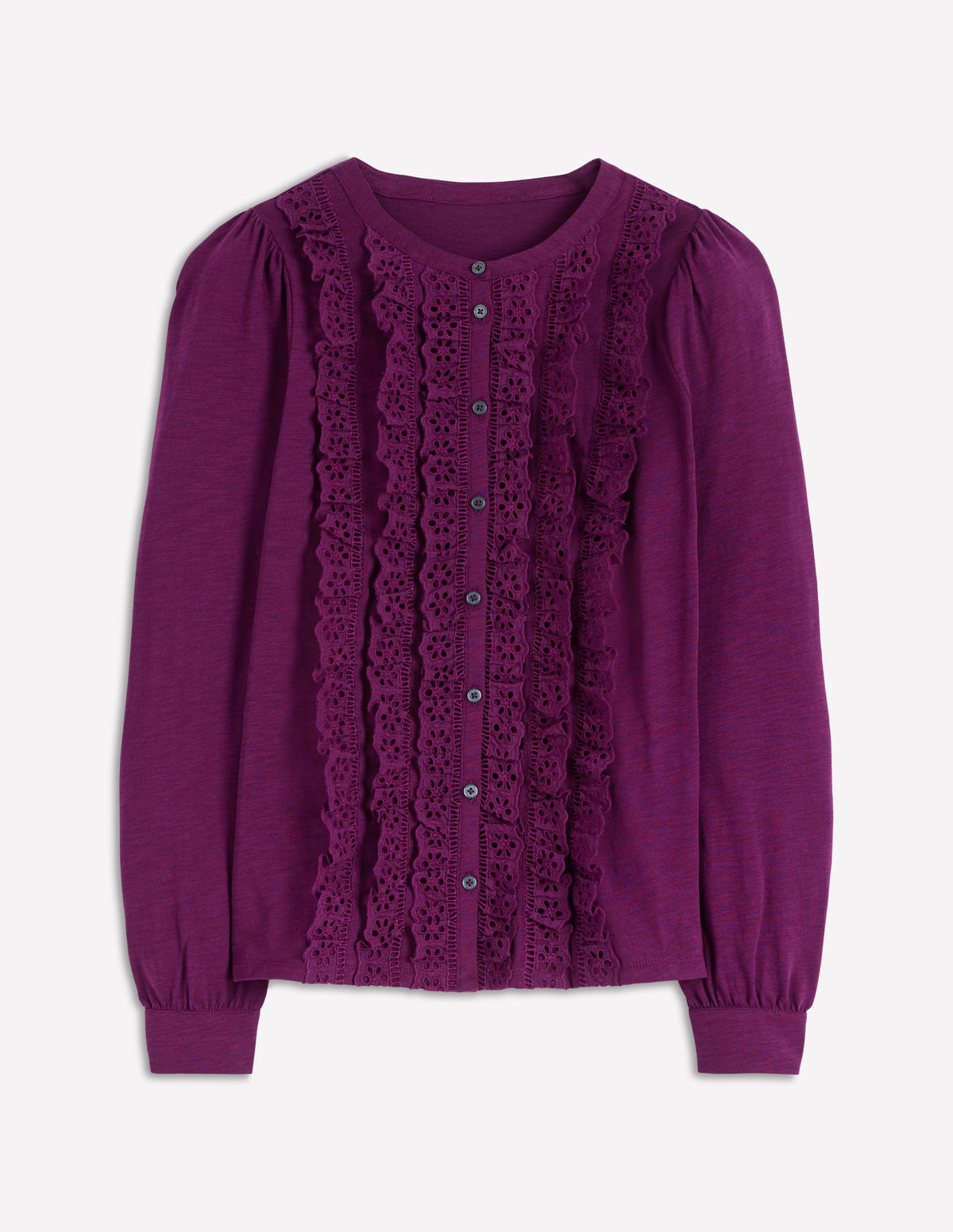 Chemise volantée en jersey avec broderie anglaise-Confiture de prunes-6