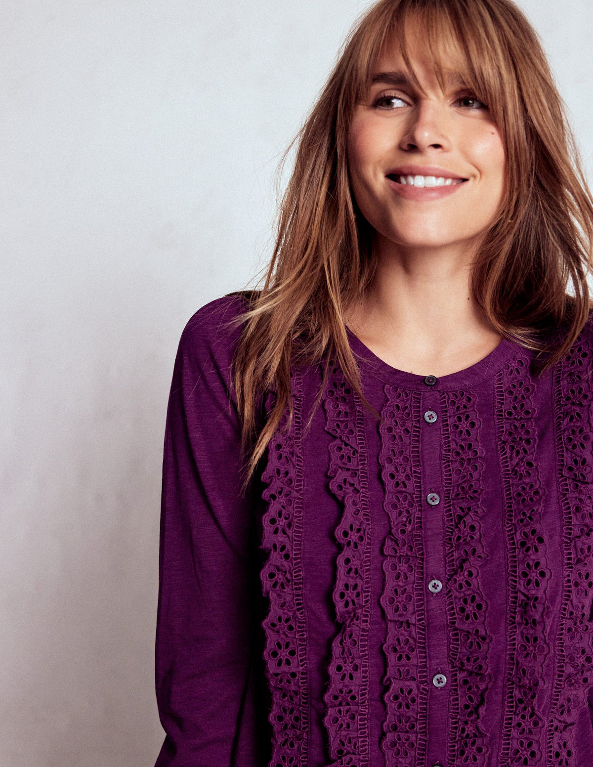 Chemise volantée en jersey avec broderie anglaise-Confiture de prunes-2