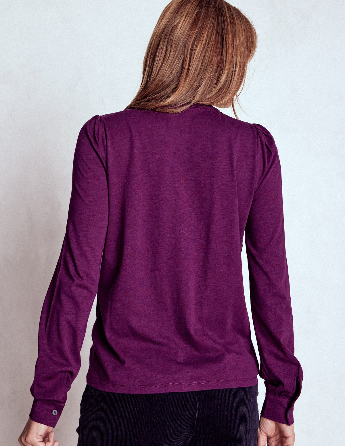 Chemise volantée en jersey avec broderie anglaise-Confiture de prunes-3