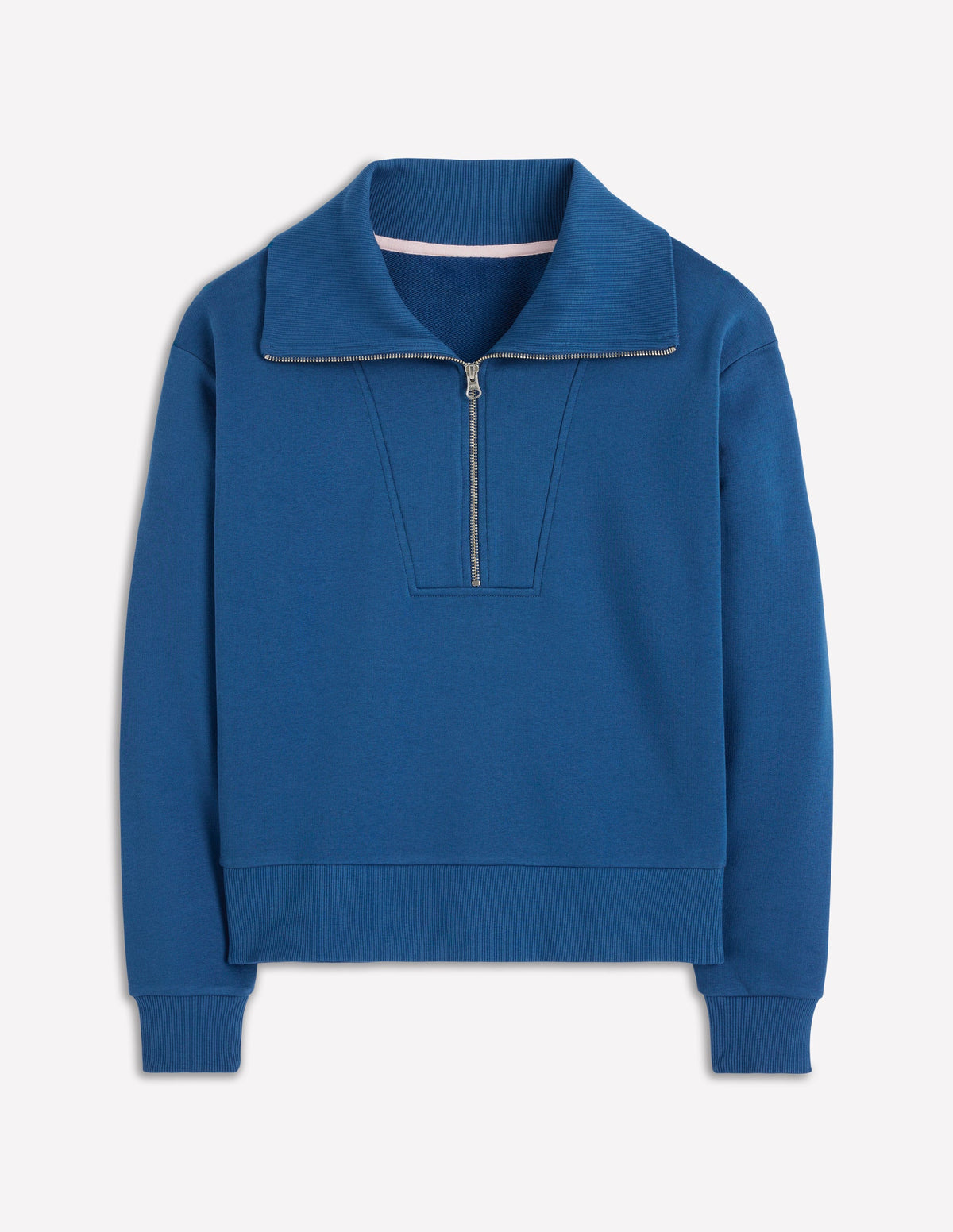 Sweatshirt mit Halbreißverschluss und Einsatz-Turmalinblau-5