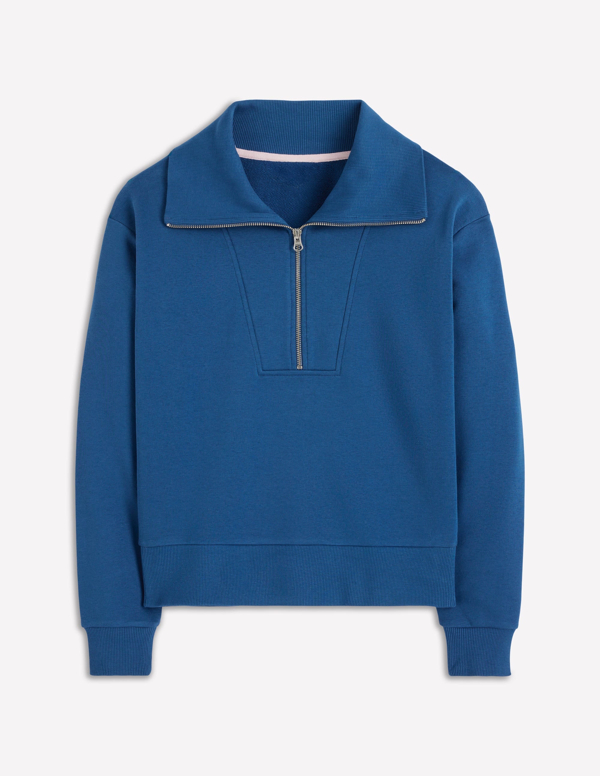 Sweatshirt mit Halbreißverschluss und Einsatz-Turmalinblau - Image 5