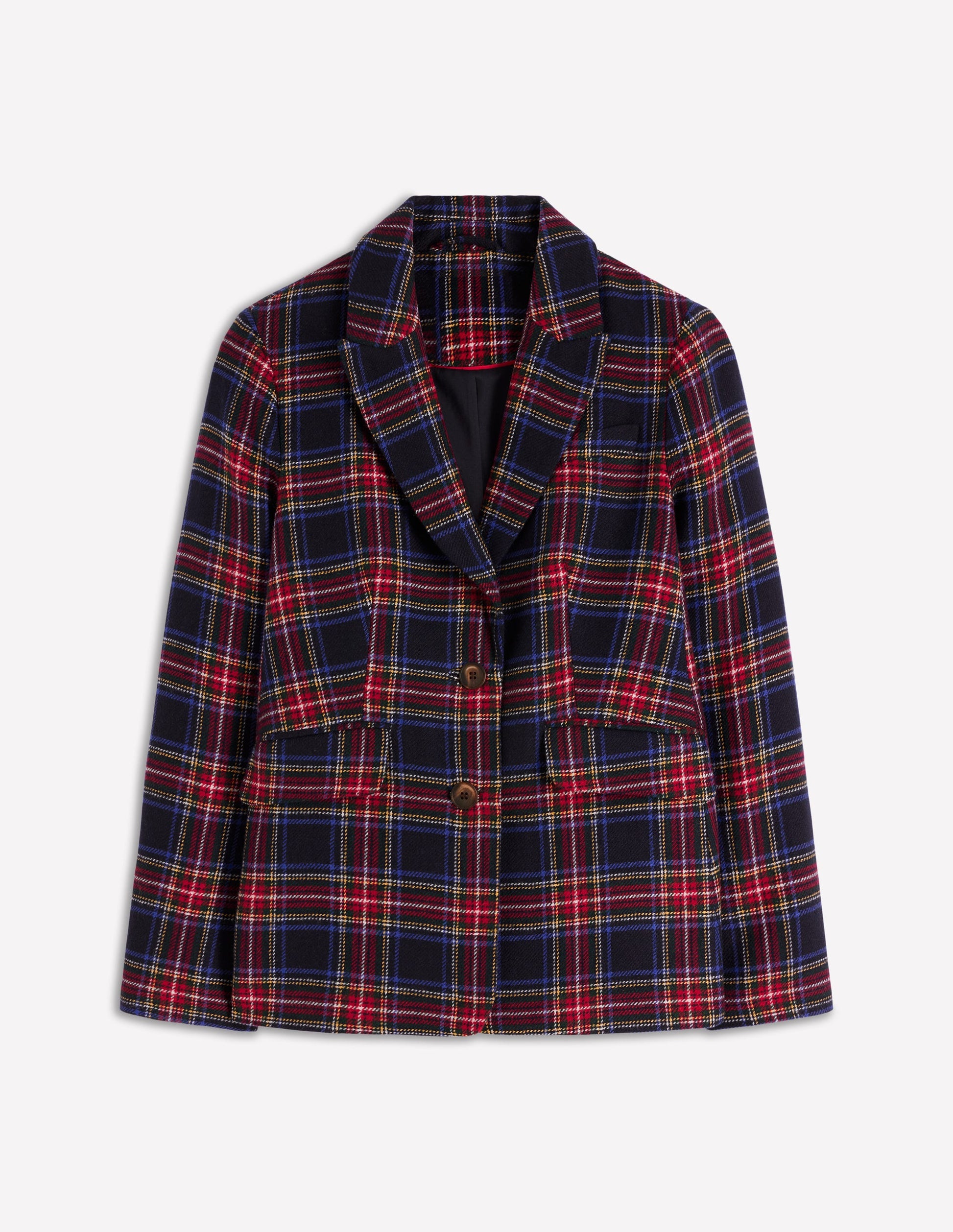 Stamford Blazer aus Wollmischung-Marineblau, Grün und Rot Kariert-6