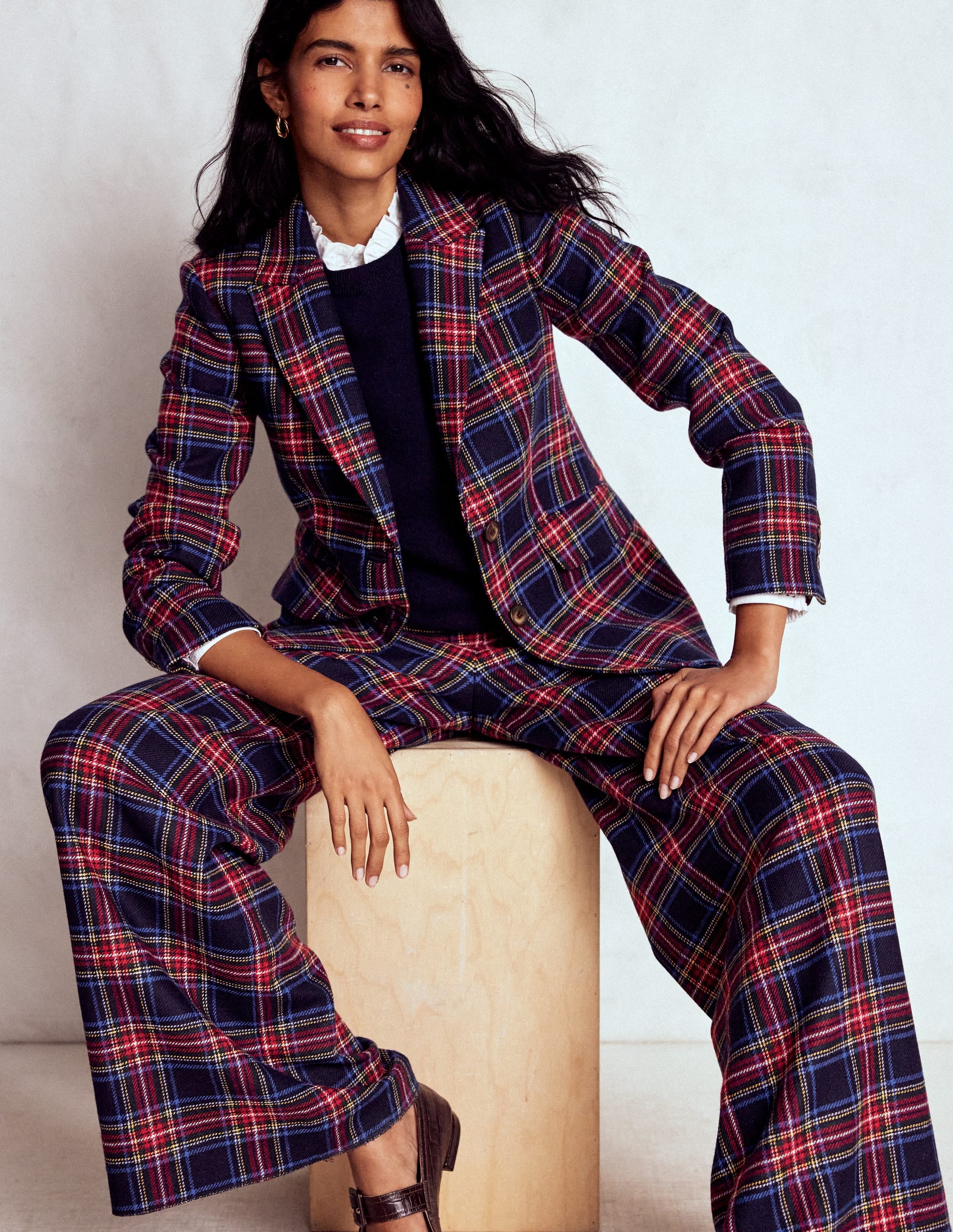 Stamford Blazer aus Wollmischung-Marineblau, Grün und Rot Kariert - Image 1