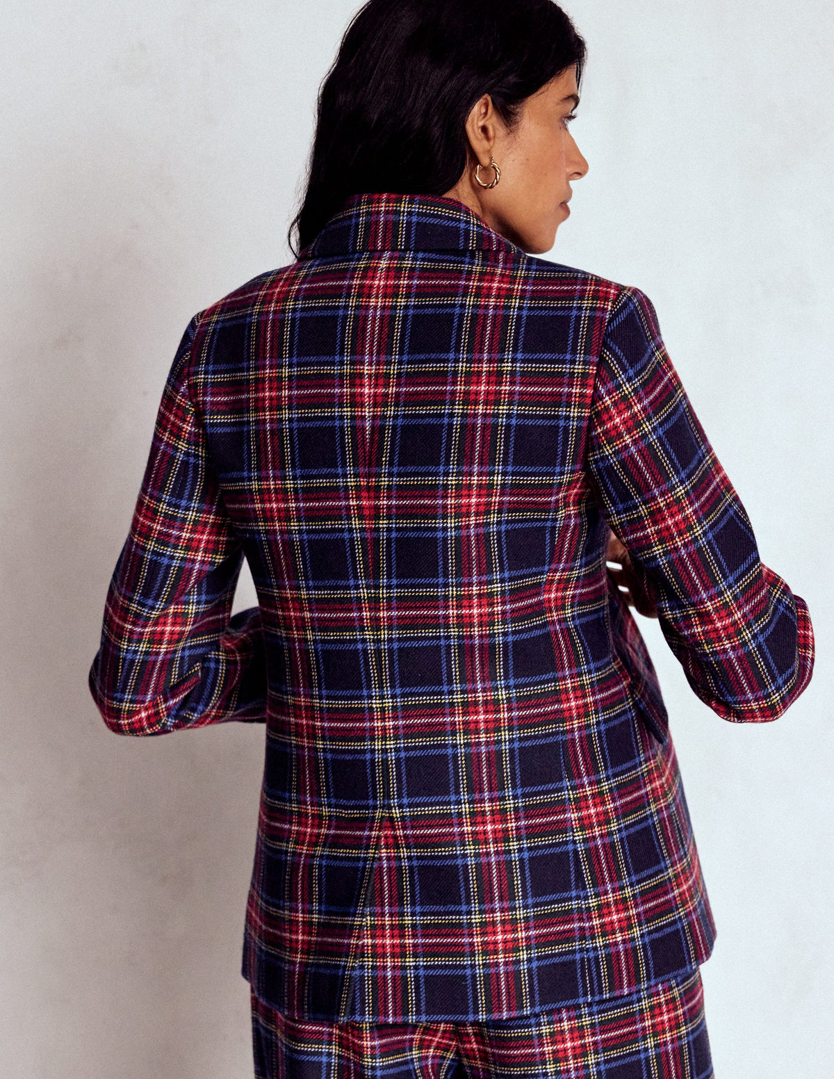 Stamford Blazer aus Wollmischung-Marineblau, Grün und Rot Kariert-3