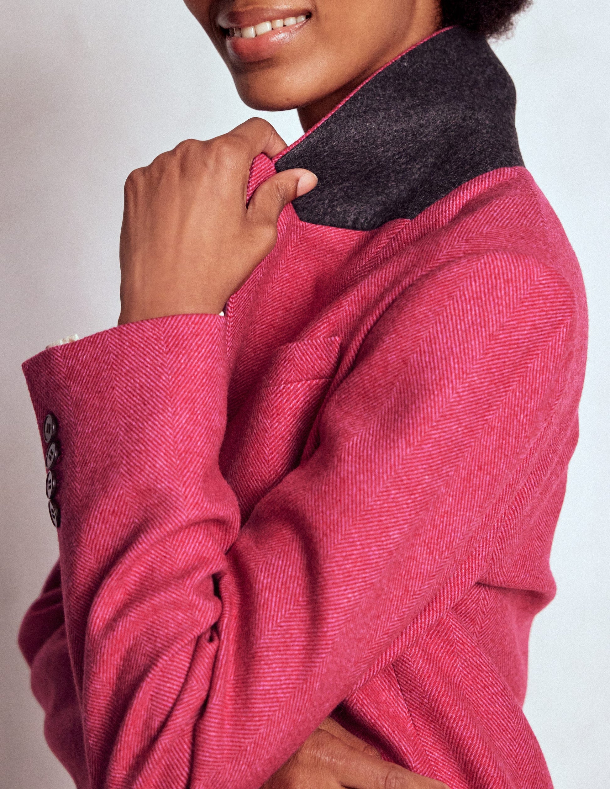 Stamford Blazer aus Wollmischung-Rot und Rosa Breites Fischgrätmuster-2