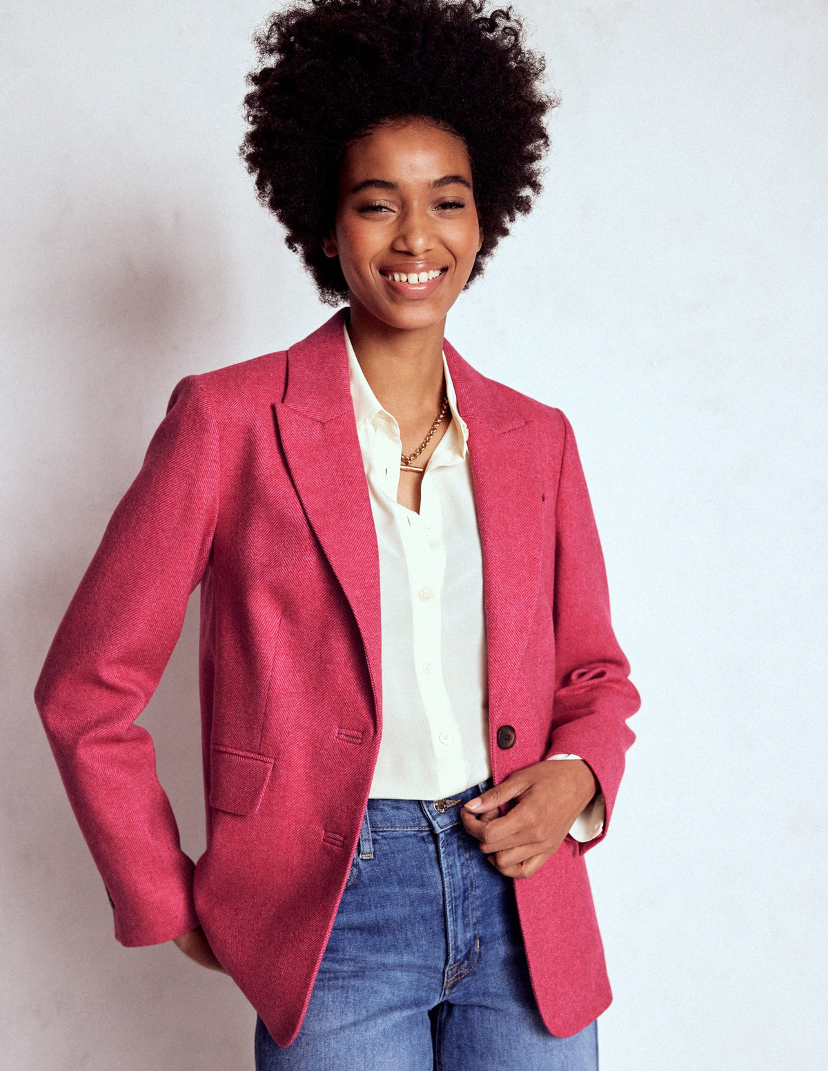 Stamford Blazer aus Wollmischung-Rot und Rosa Breites Fischgrätmuster-4