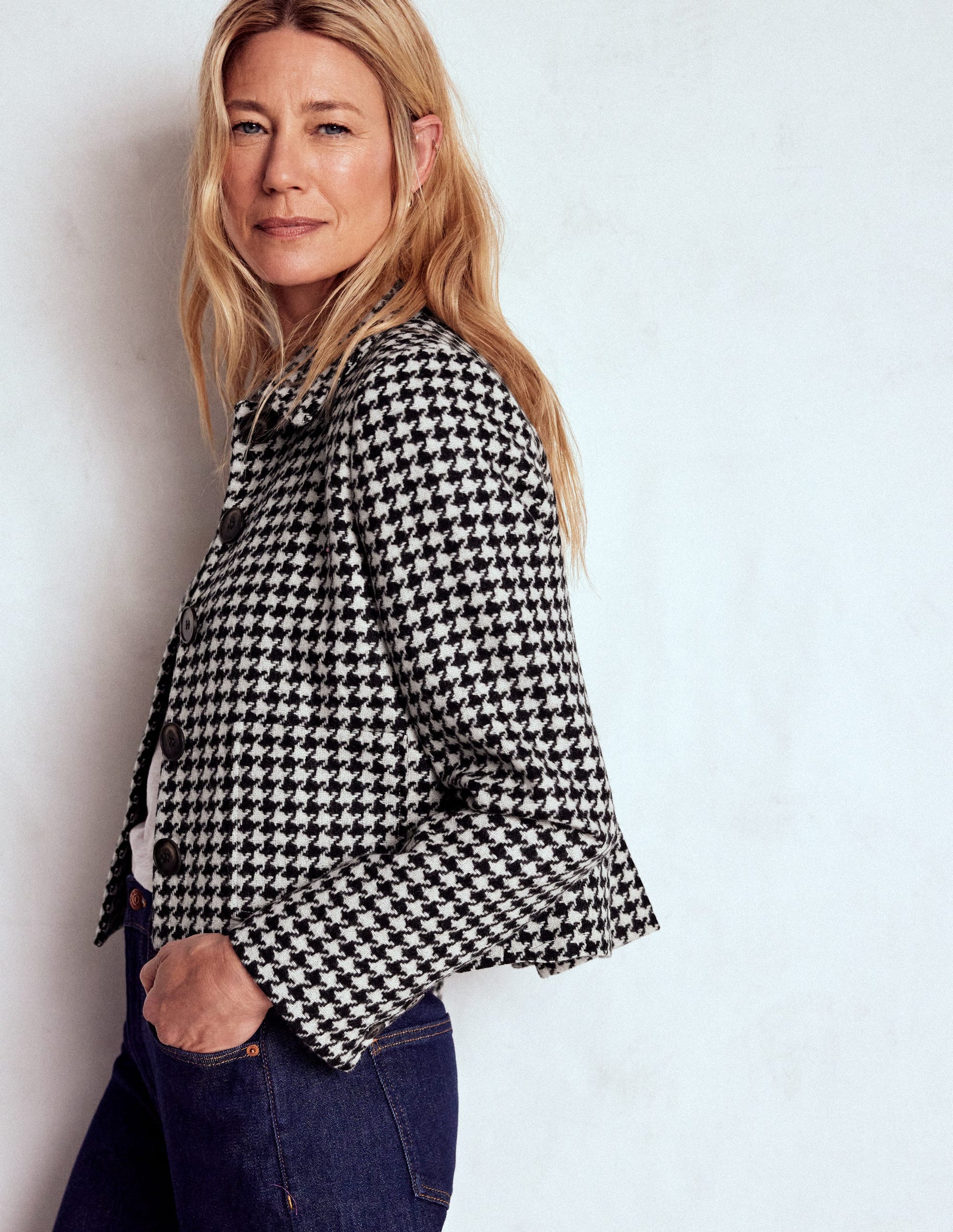 Knightsbridge Wolljacke-Schwarz Hahnentrittmuster-1