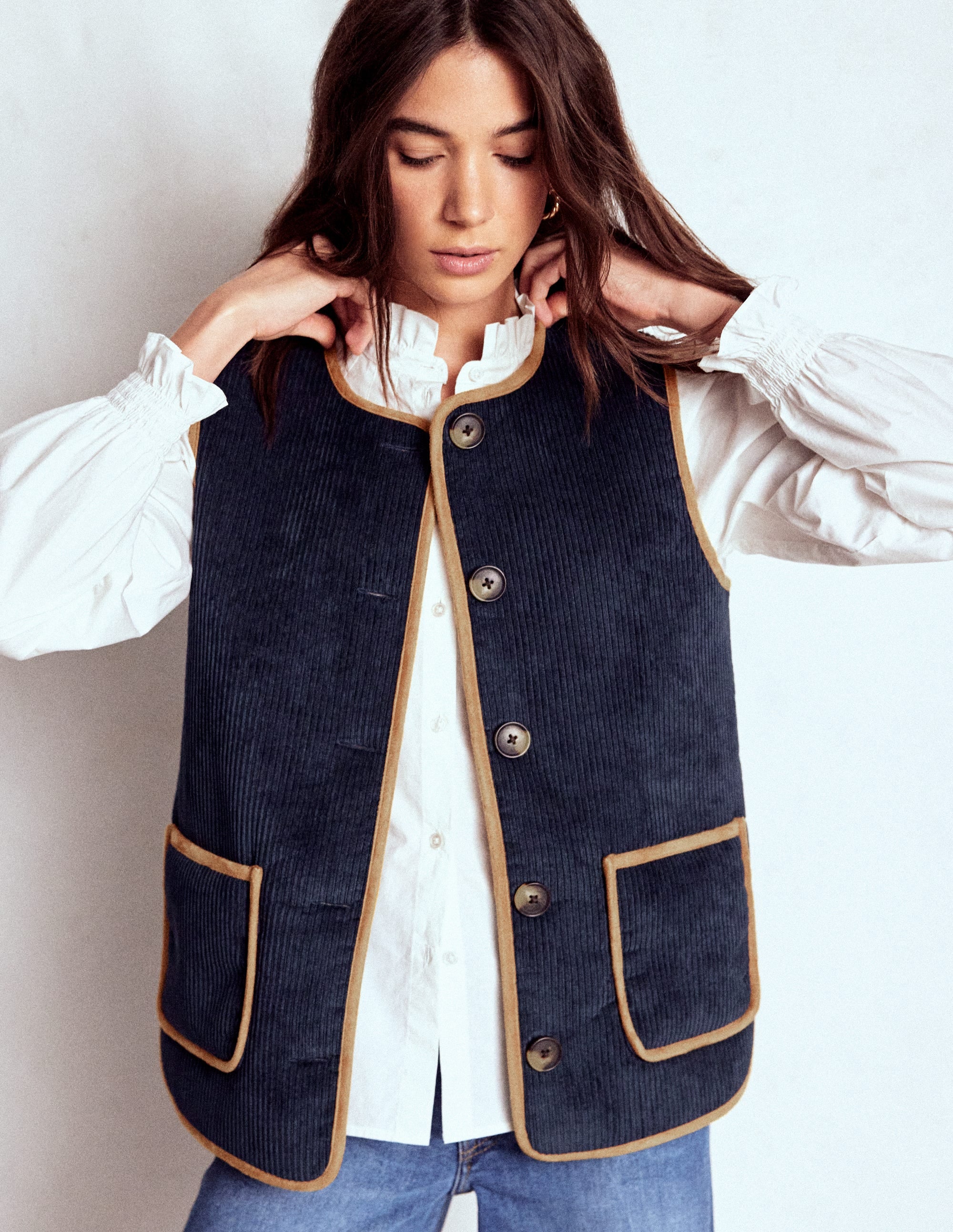 Clerkenwell Reversible Gilet-Navy, Leopard - Image 1