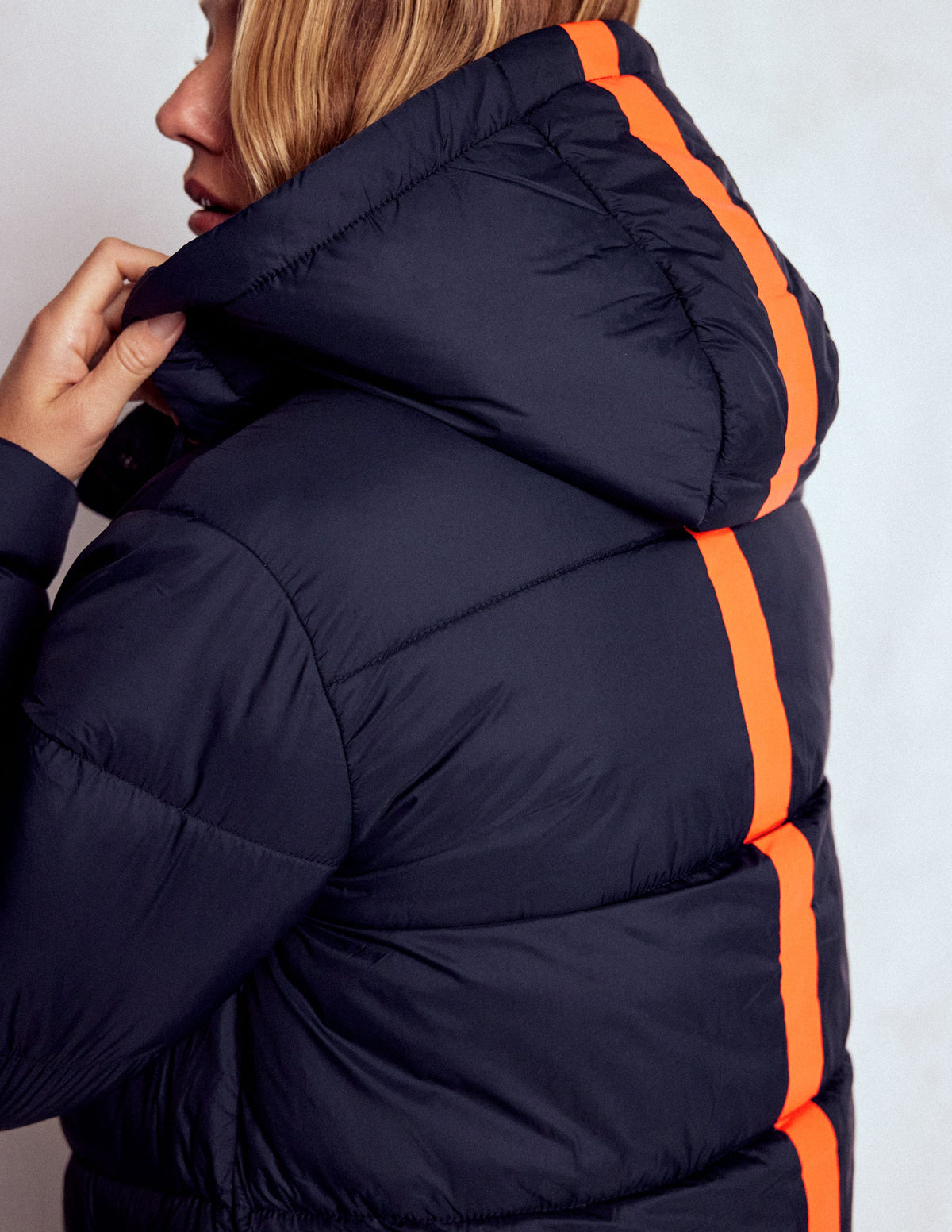 Wattierte Jacke in langer Form-Marineblau - Image 6