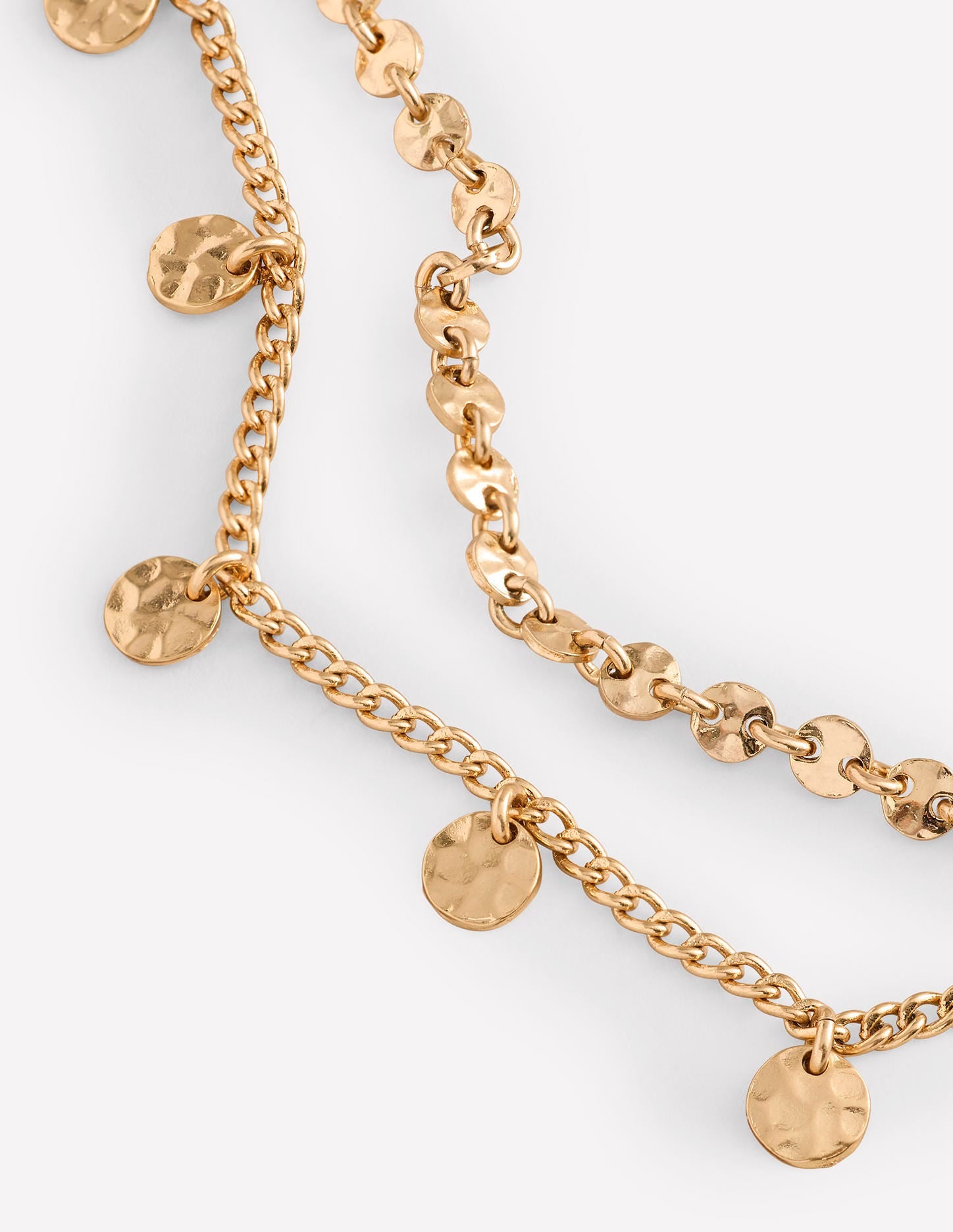Mehrlagige Halskette mit gehämmerten Scheiben-Goldfarbe-3