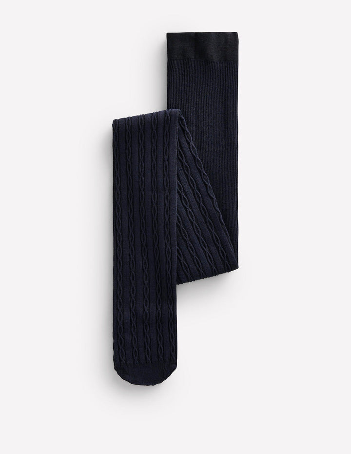 Strumpfhose mit Zopfstrickmuster-Aqua Marine Marl
