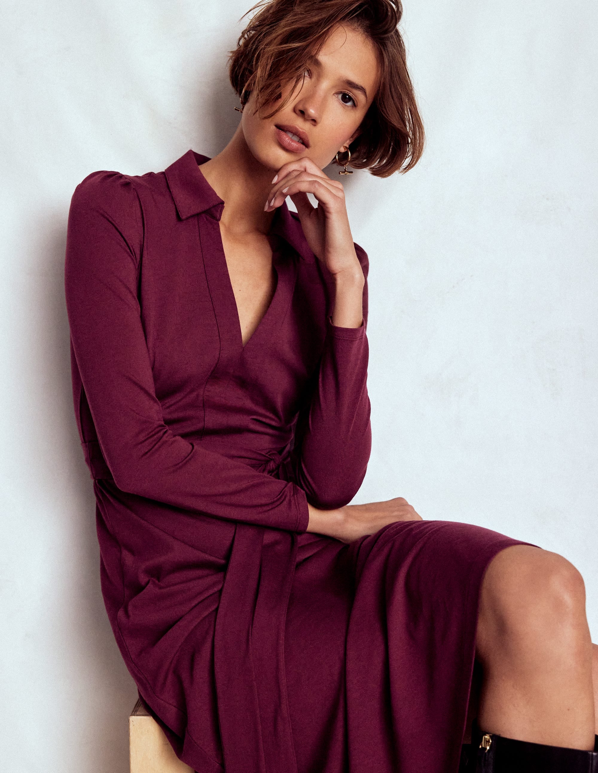 Imogen Collared Jersey Dress-Deep Wisteria - Image 2
