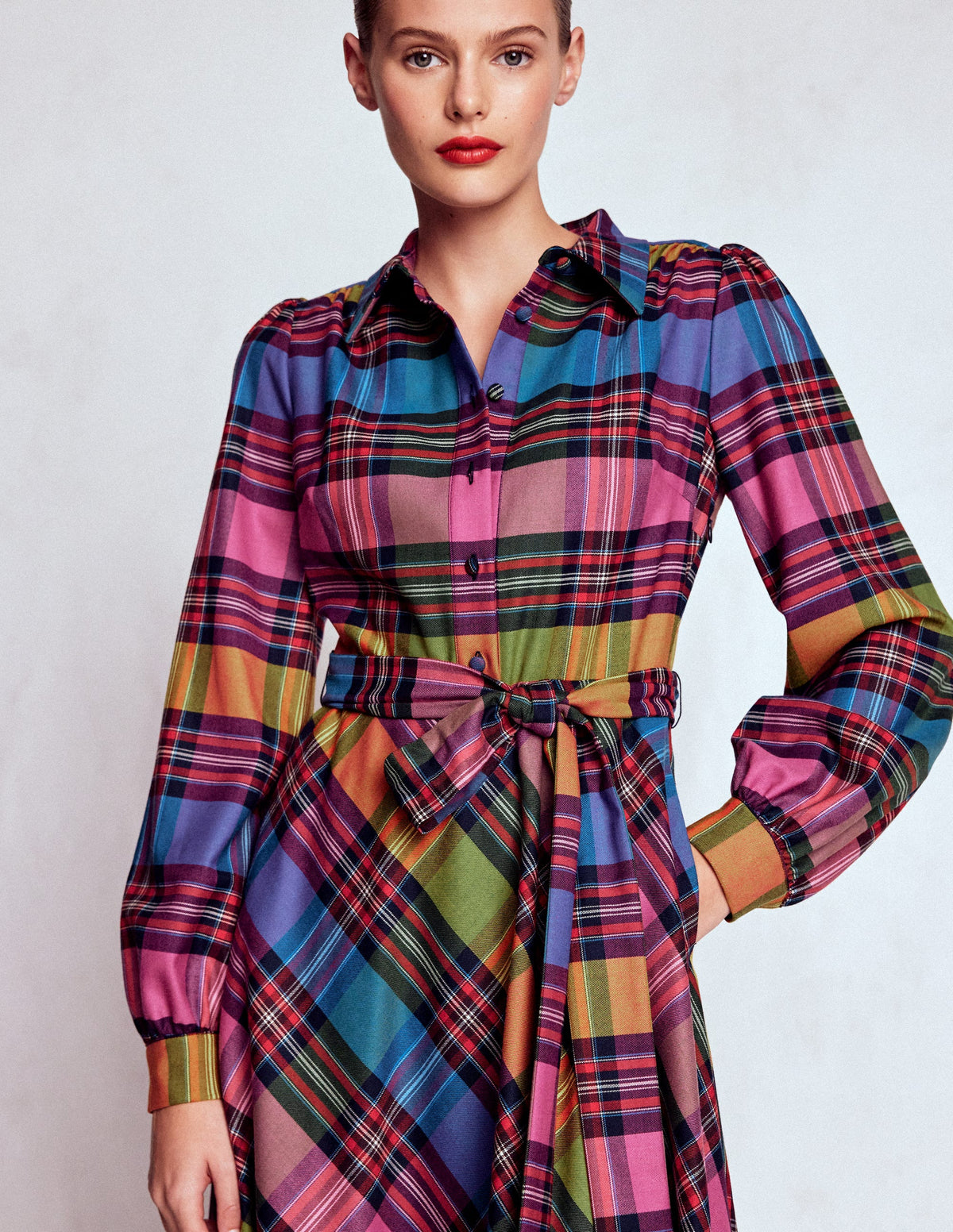 Vivienne Check Midi Dress-Multi, Blanket Check - Image 2