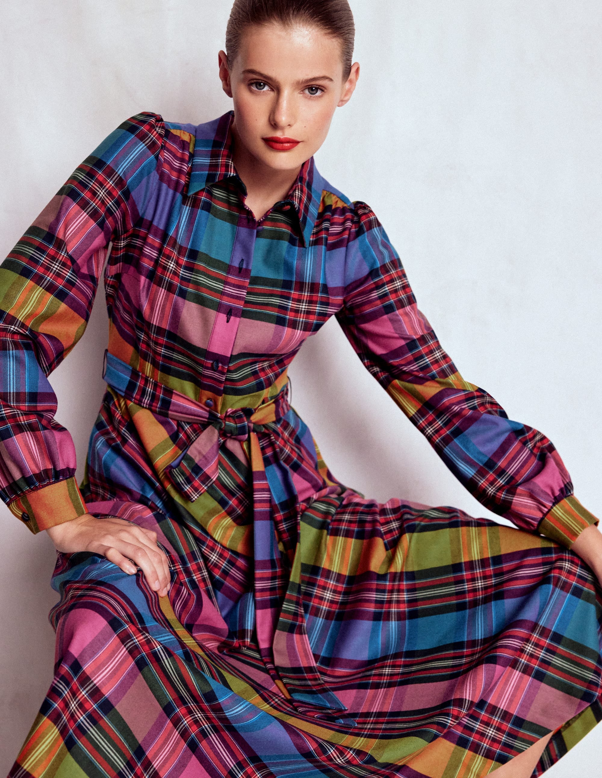 Vivienne Check Midi Dress-Multi, Blanket Check - Image 3