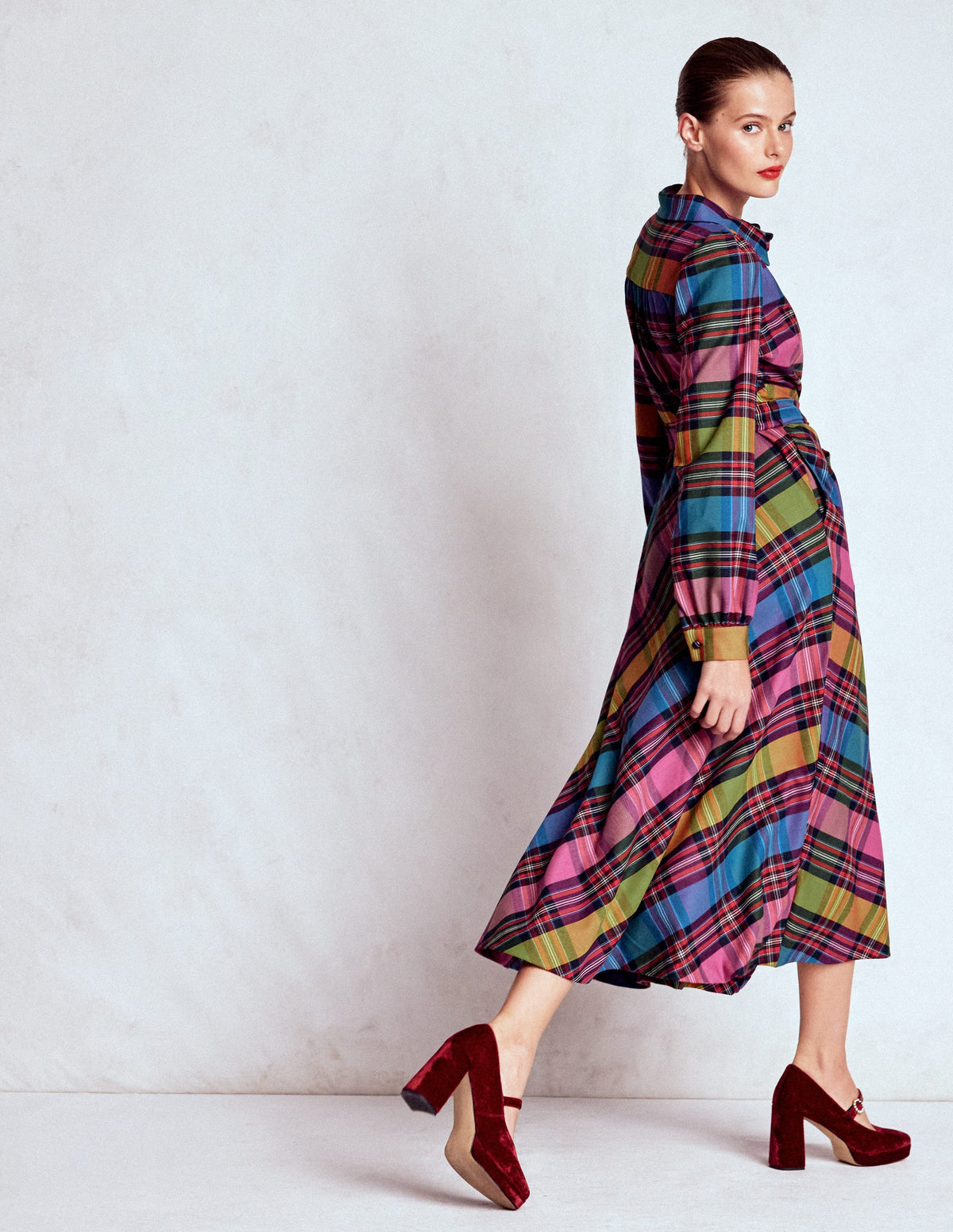 Vivienne Check Midi Dress-Multi, Blanket Check - Image 4