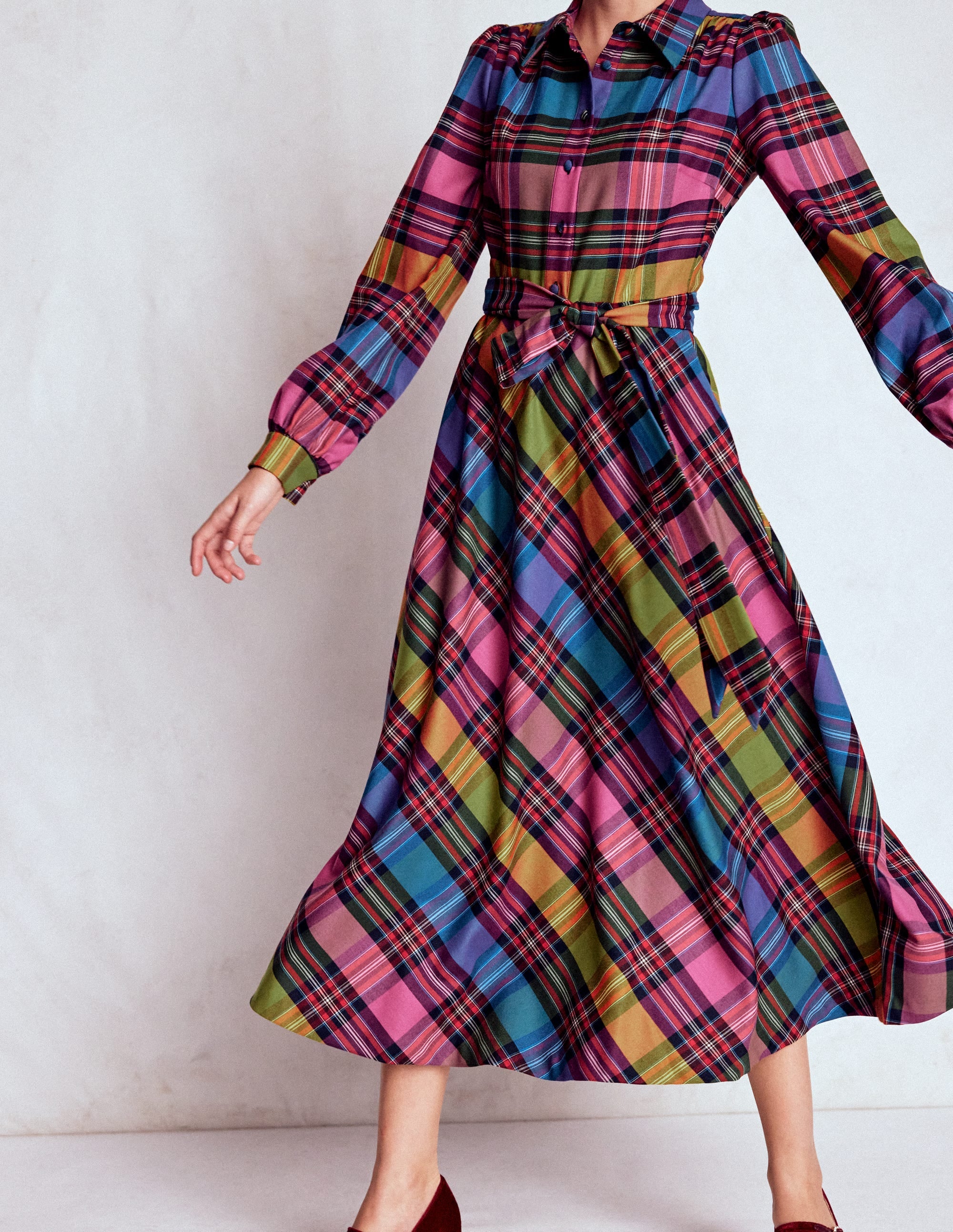 Vivienne Check Midi Dress-Multi, Blanket Check - Image 5