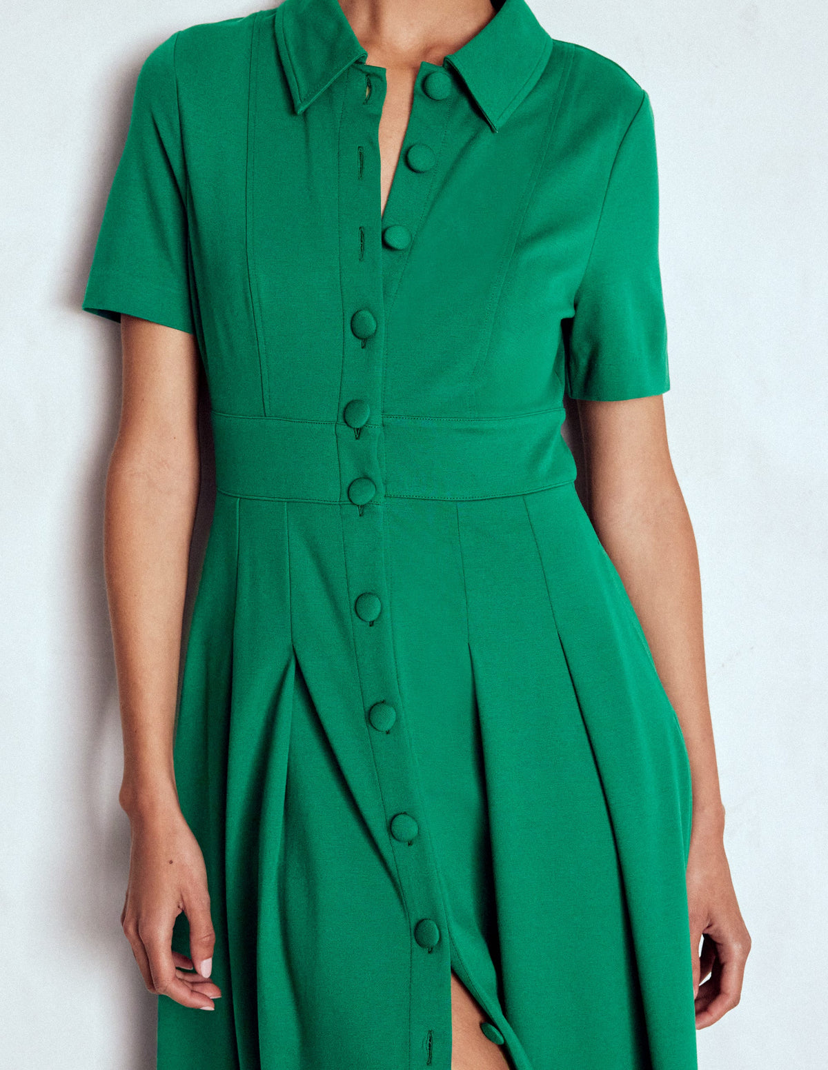 Bridget Ponte Shirt Dress-Jewel Green - Image 2