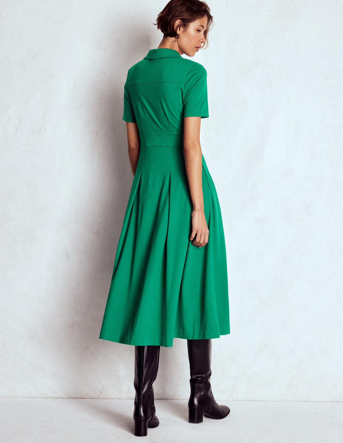 Bridget Ponte Shirt Dress-Jewel Green - Image 3
