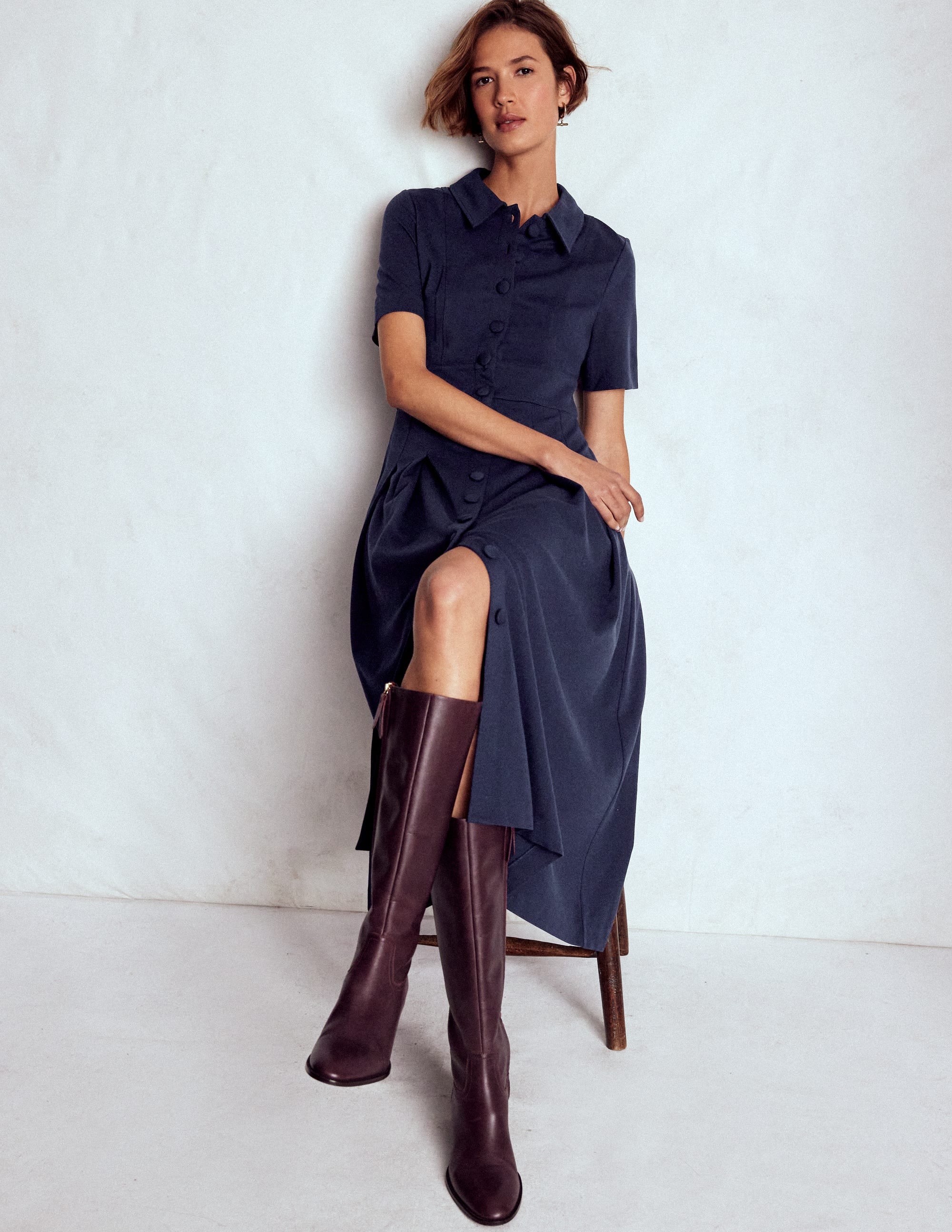 Bridget Ponte-Hemdblusenkleid-Marineblau - Image 2