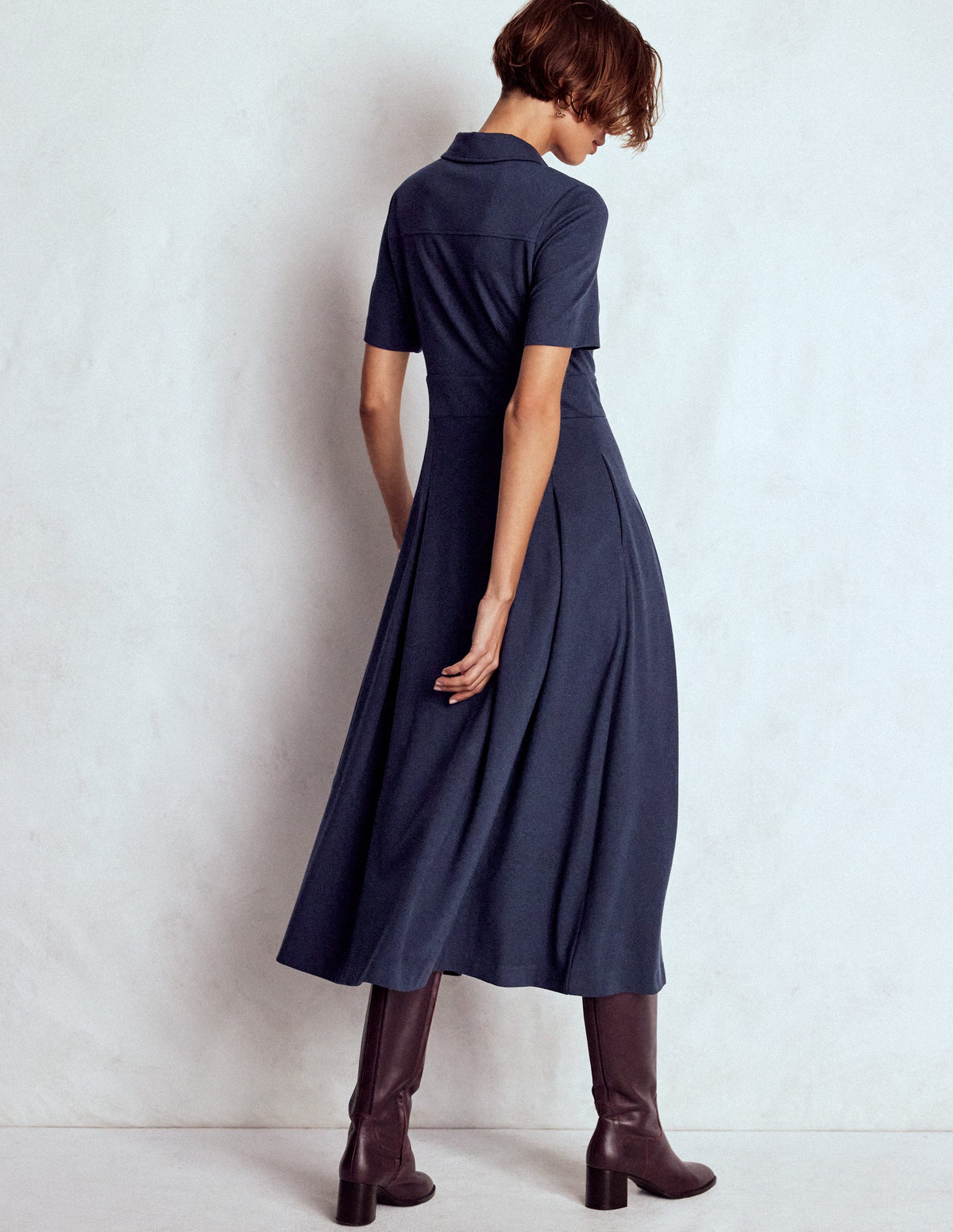 Bridget Ponte-Hemdblusenkleid-Marineblau-4