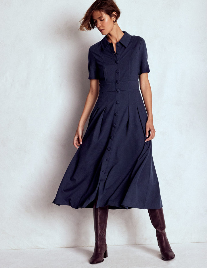Bridget Ponte-Hemdblusenkleid-Marineblau