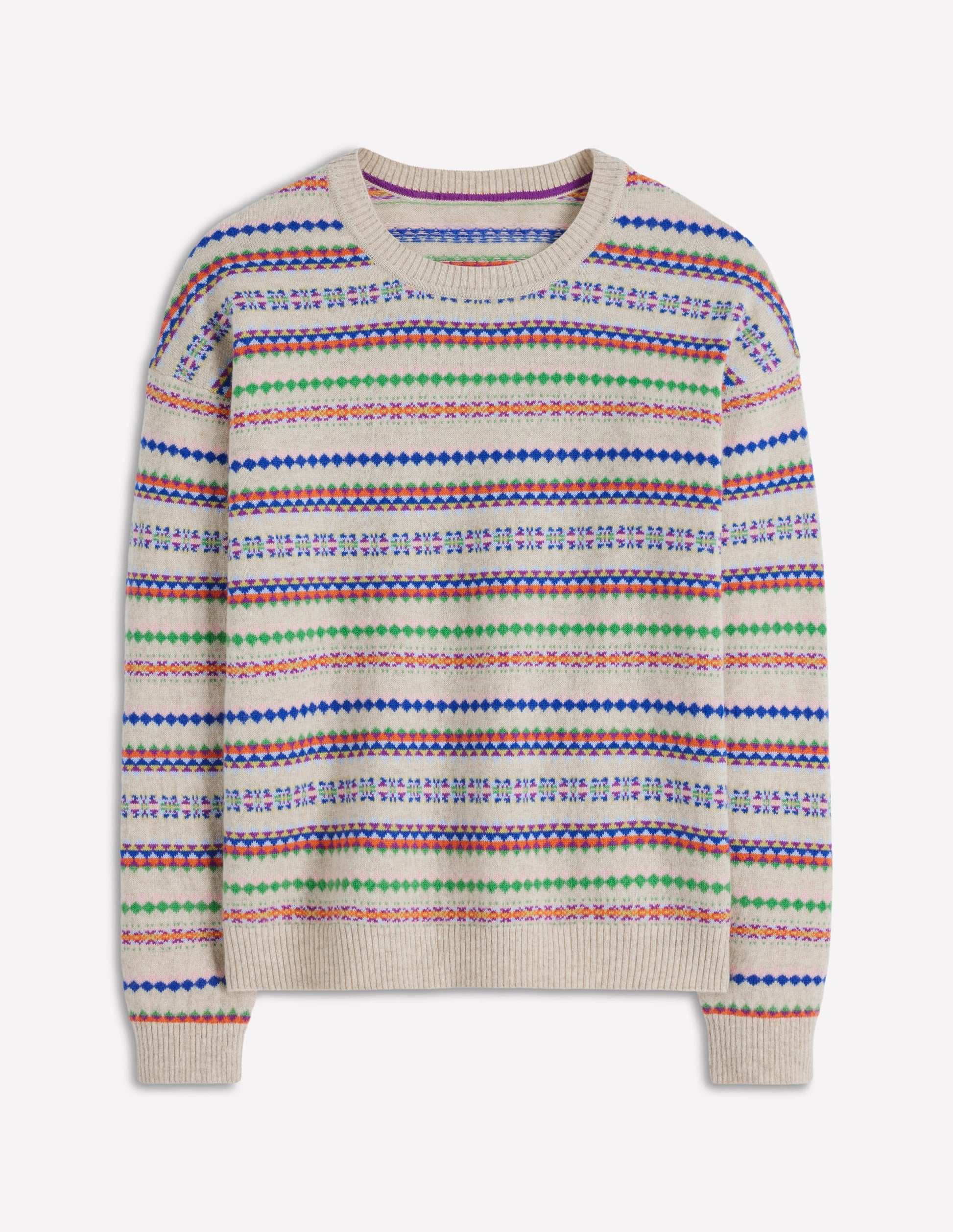 Lydia Kaschmirpullover-Haferbeige Meliert Fair-Isle-6