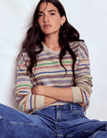 Lydia Kaschmirpullover-Haferbeige Meliert Fair-Isle