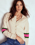 Lara Lockere Baumwoll-Strickjacke-Beige Meliert