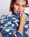 Abi Jacquard Cardigan-Denim Blue Aztec