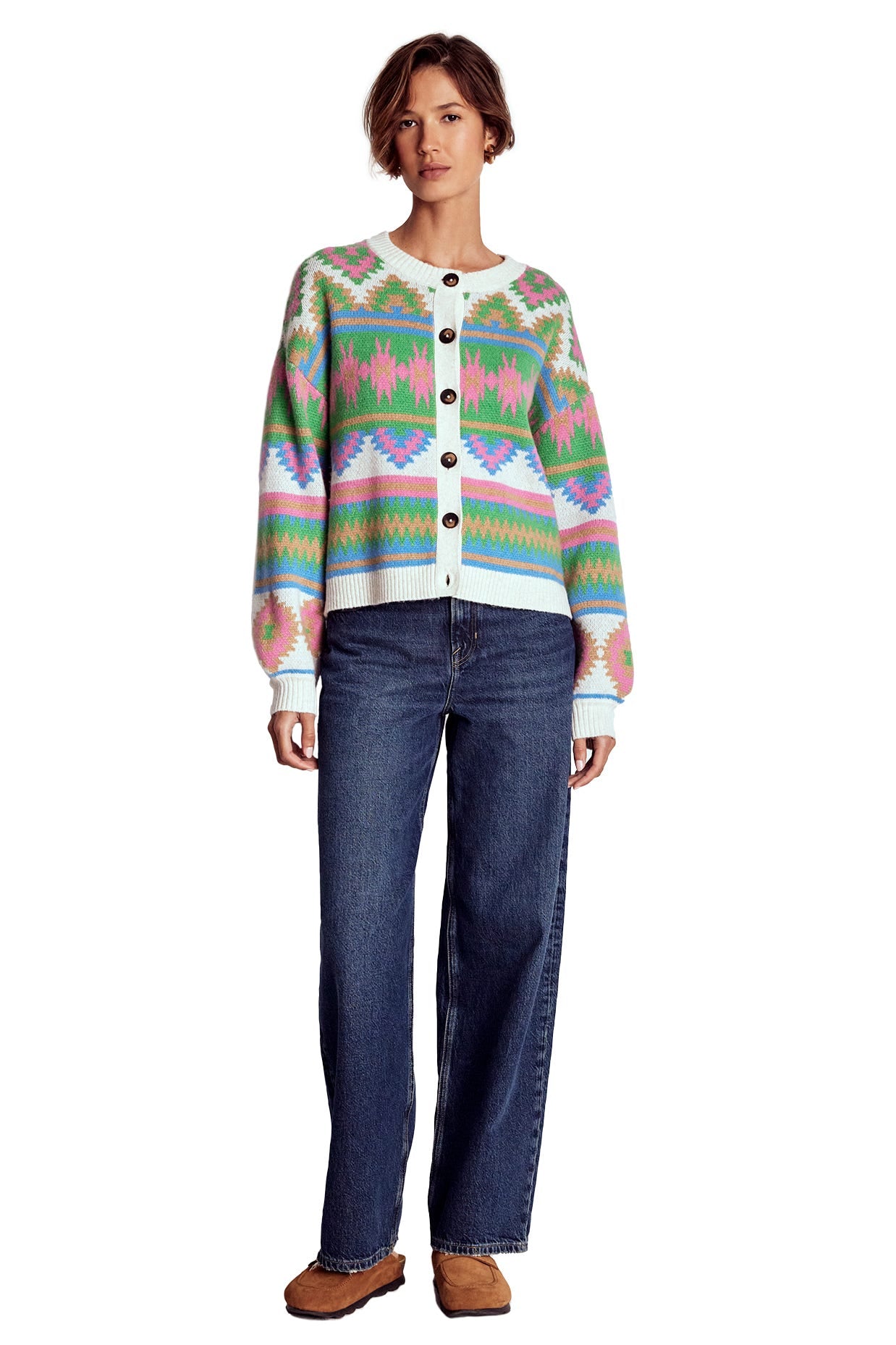 Abi Jacquard-Strickjacke-Bunt Aztekenmuster-6