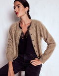 Cardigan Kat en cachemire brossé-Taupe foncé chiné