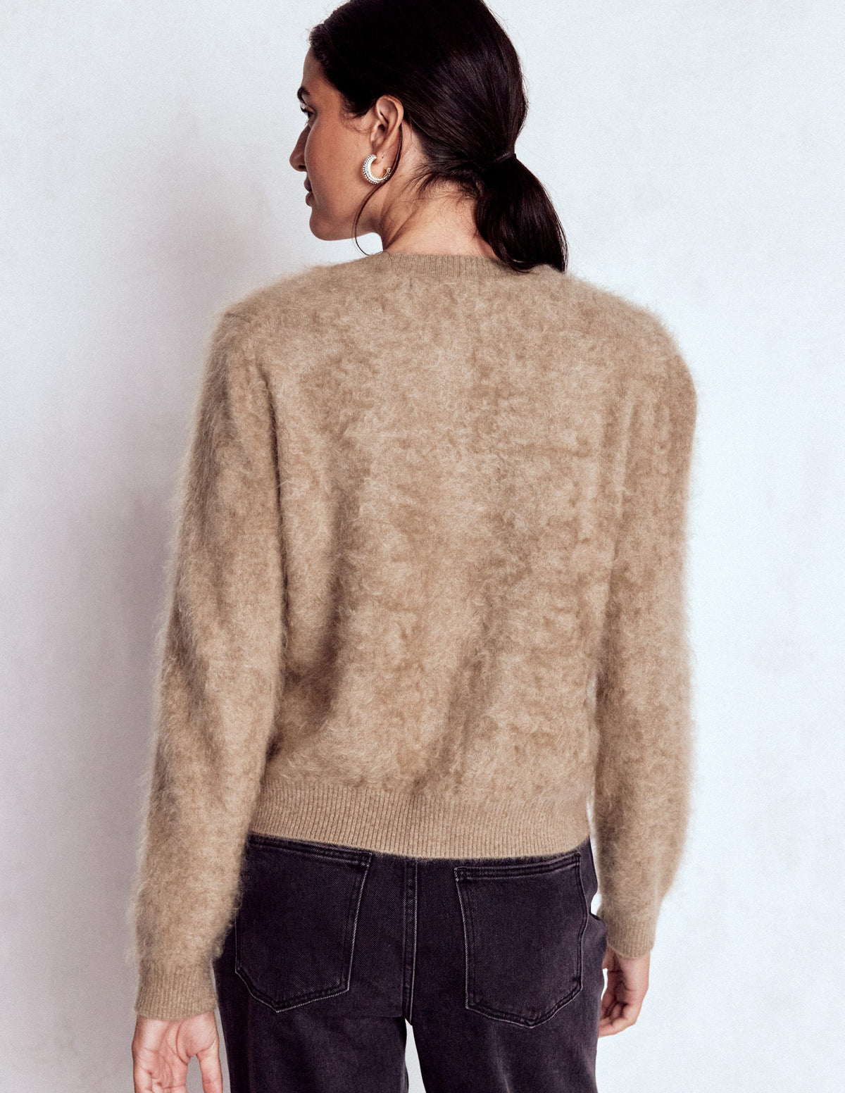Cardigan Kat en cachemire brossé-Taupe foncé chiné - Image 3