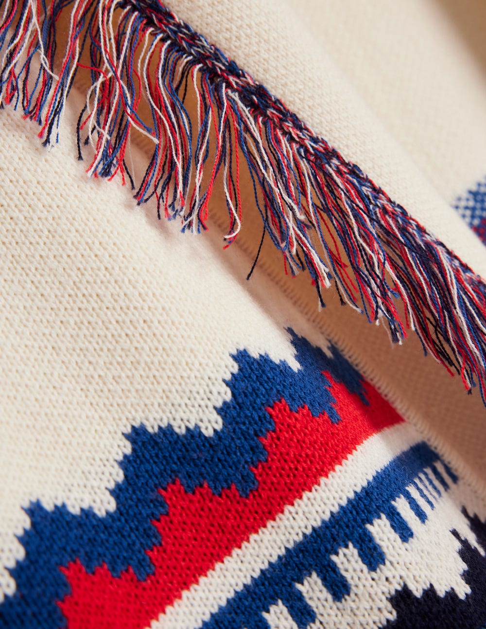 Fringed Jacquard Cardigan-Warm Ivory Melange - Image 8