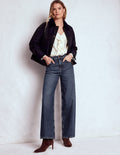 Locker geschnittene Jeans mit mittelhohem Bund-Dunkles Vintageblau