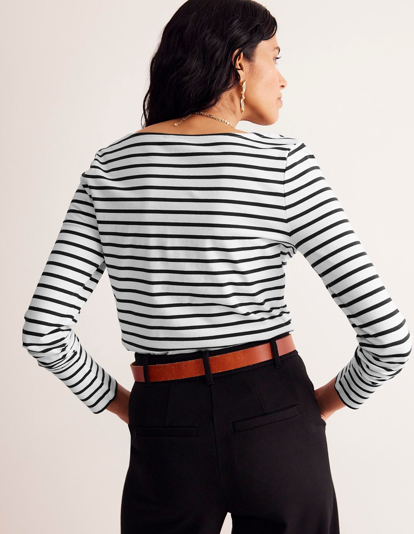 Ella Breton-Shirt mit langen Ärmeln-Naturweiß, Schwarz - Image 3