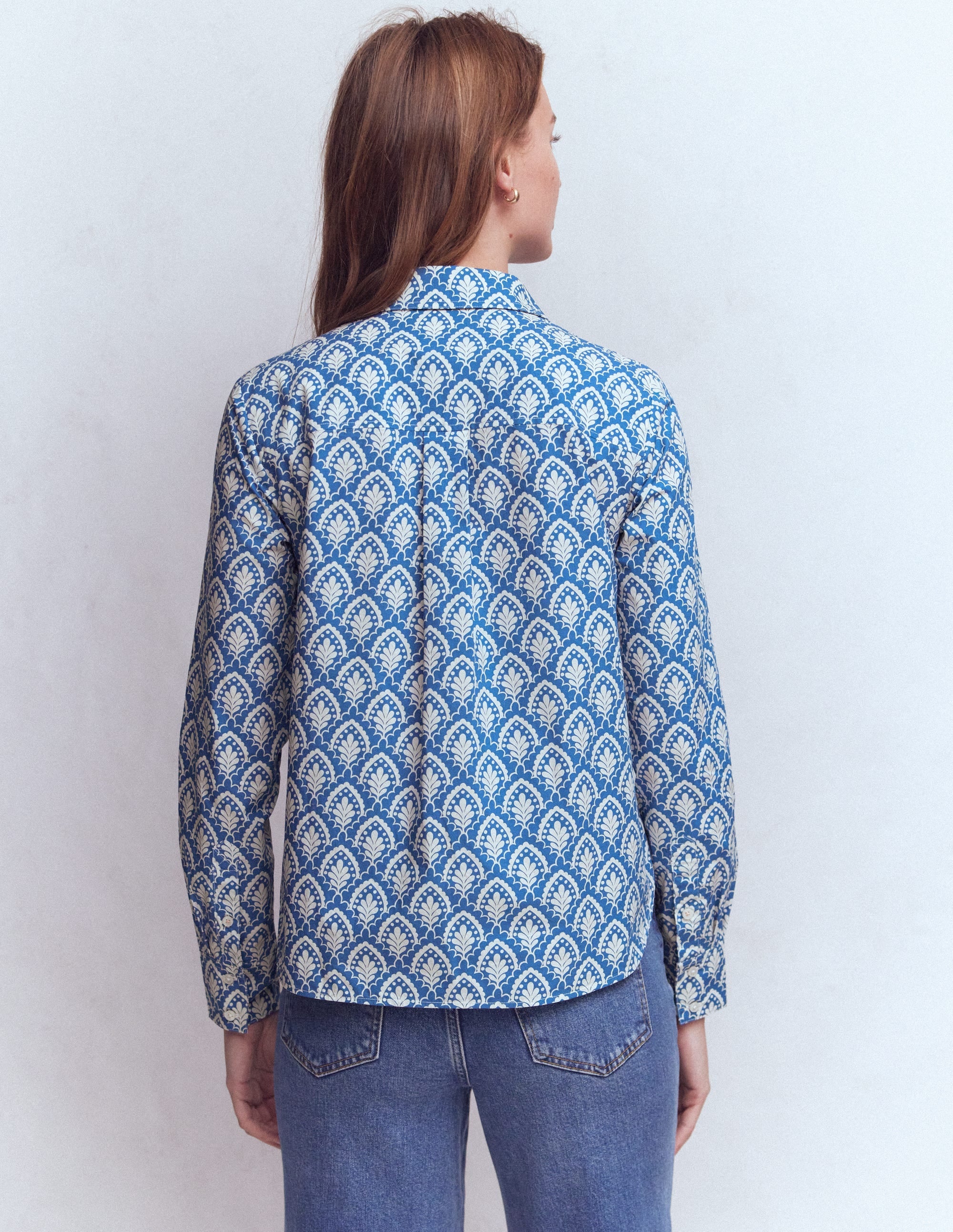 Sienna Baumwollhemd-Denimblau, Blumenterrasse - Image 3