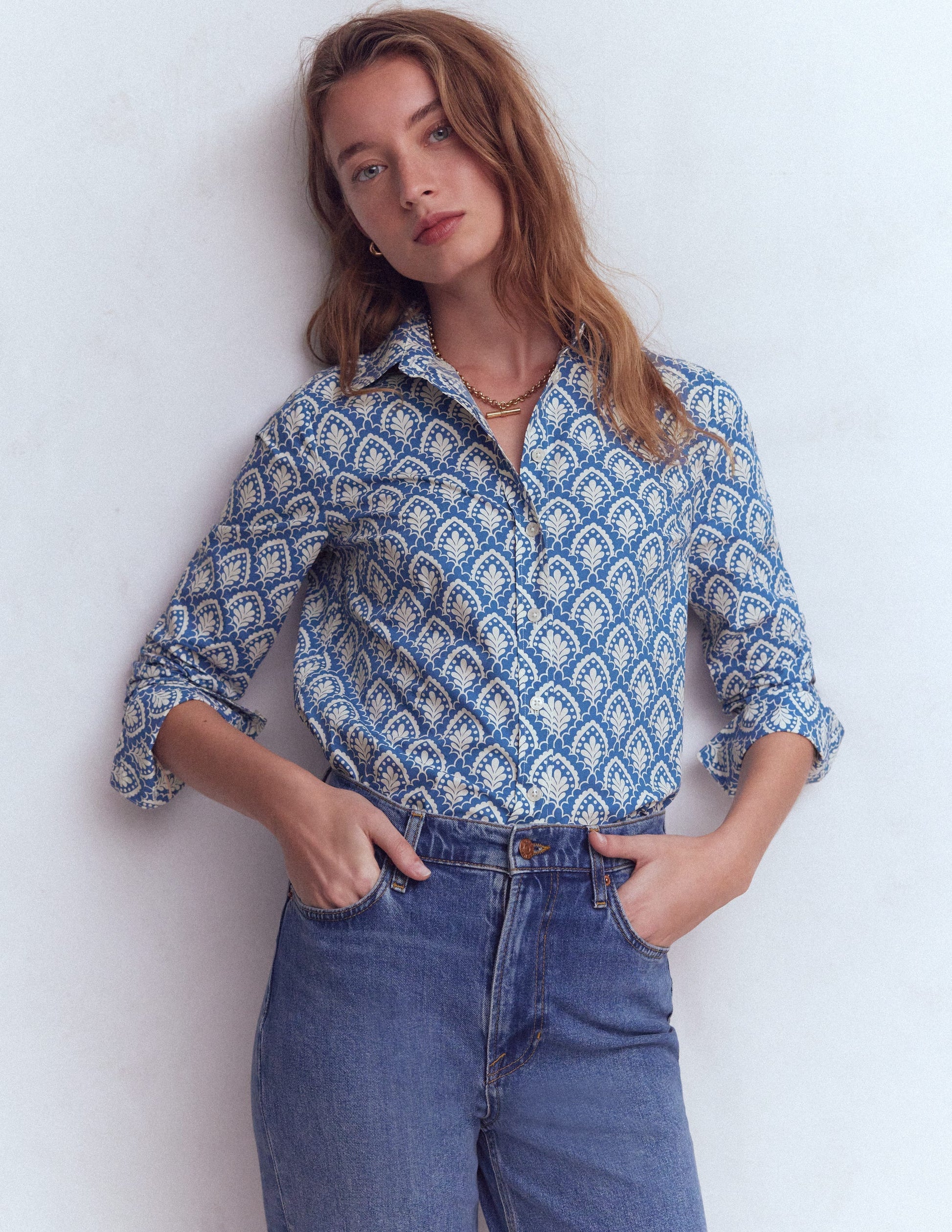 Sienna Baumwollhemd-Denimblau, Blumenterrasse-4