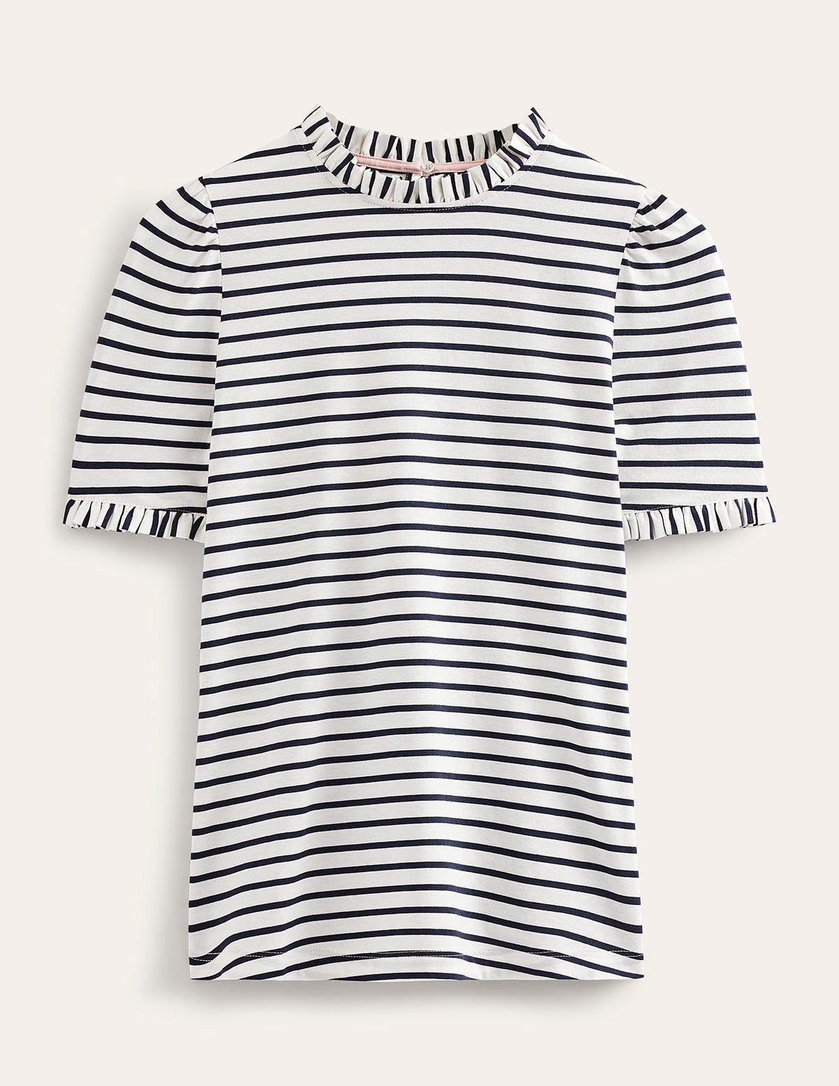 T-shirt volanté ultra-doux-Ivoire, rayé bleu marine-7