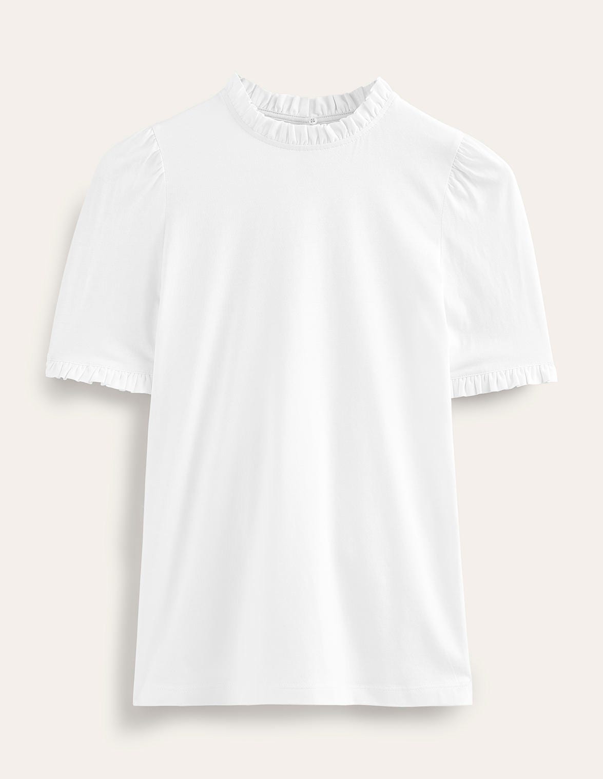 Superweiches T-Shirt mit Rüschendetail-Weiß - Image 5