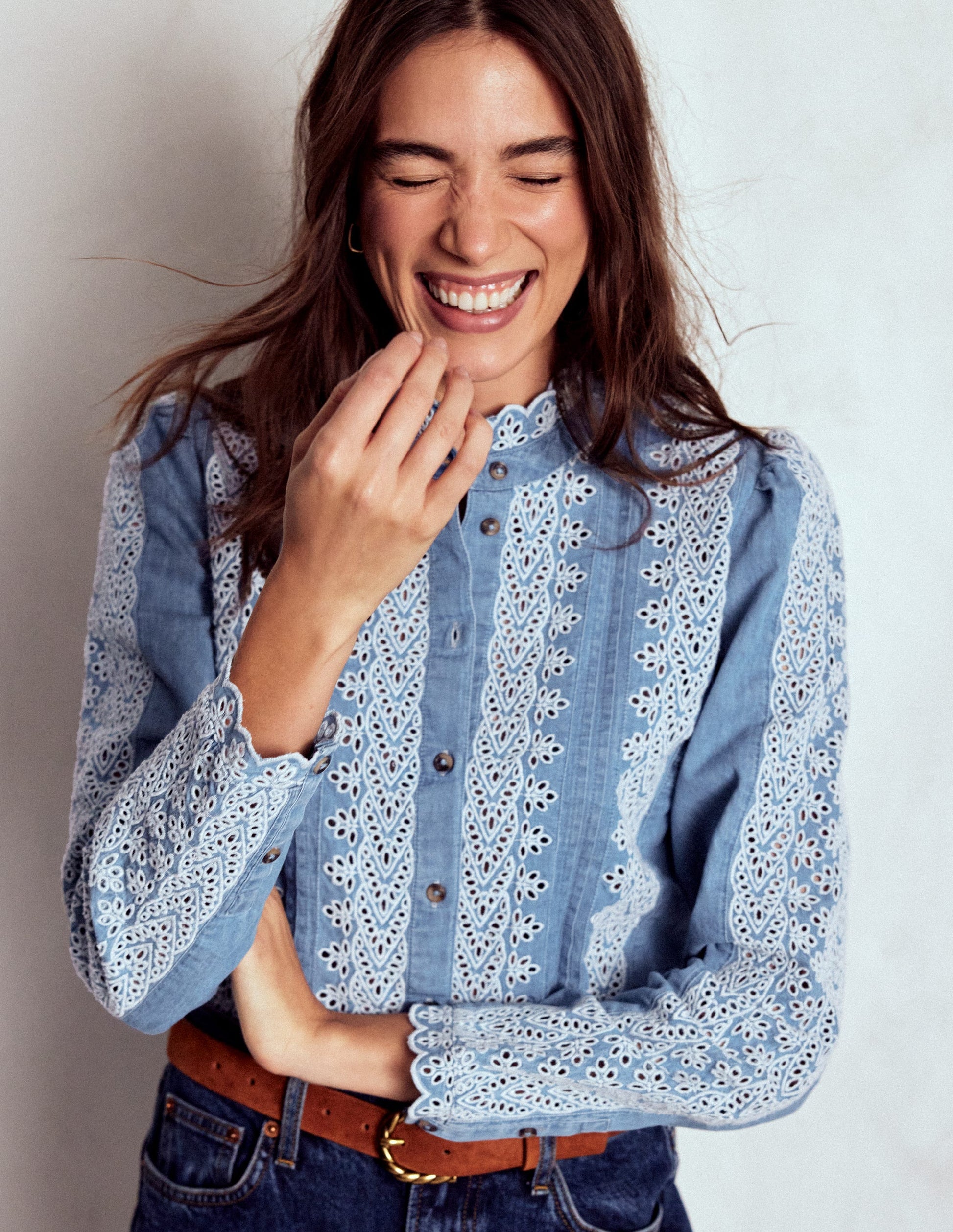 Savannah Broderie Top-Chambray-4