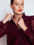 Sasha Devore Velvet Top-Deep Wisteria Spot