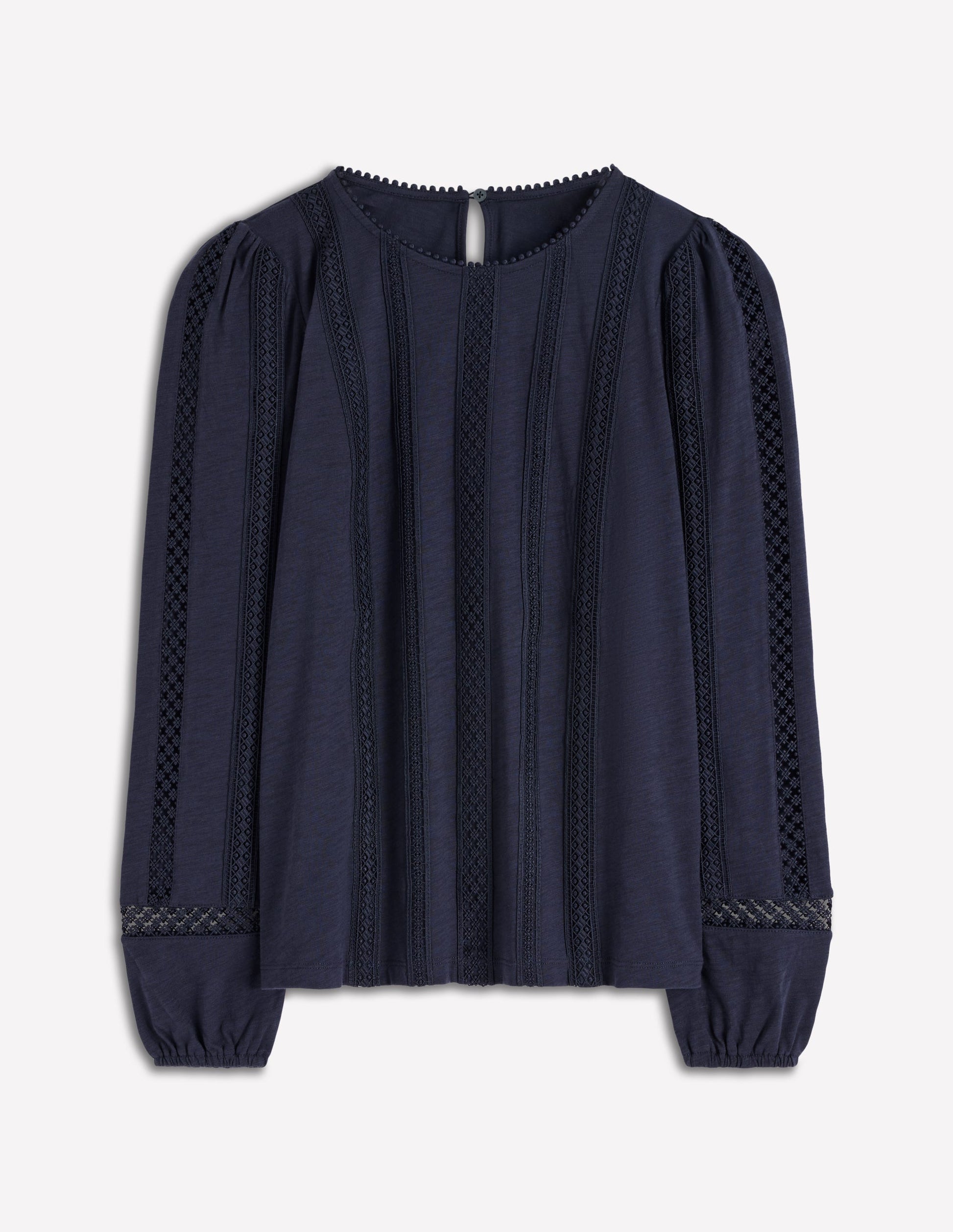 Imi Jersey-Oberteil mit Besatz-Marineblau-6